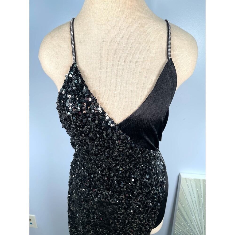BRONX AND BANCO Simone Sequin Embellished High Slit Maxi Dress Size Medium - Picture 3 of 8
